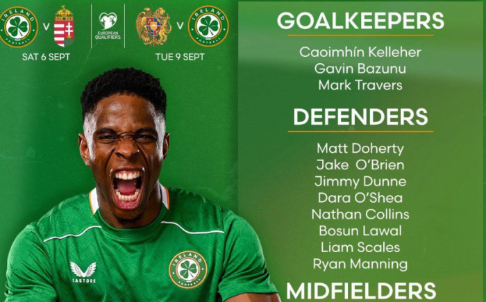 Իռլանդիայի հավաքականի հայտացուցակը Հունգարիայի և Հայաստանի հավաքականների հետ խաղերի համար